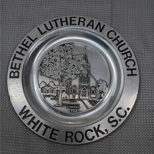 Bethel Lutheran Church White Rock SC Commemorative 10.5" Pewter Plate USA